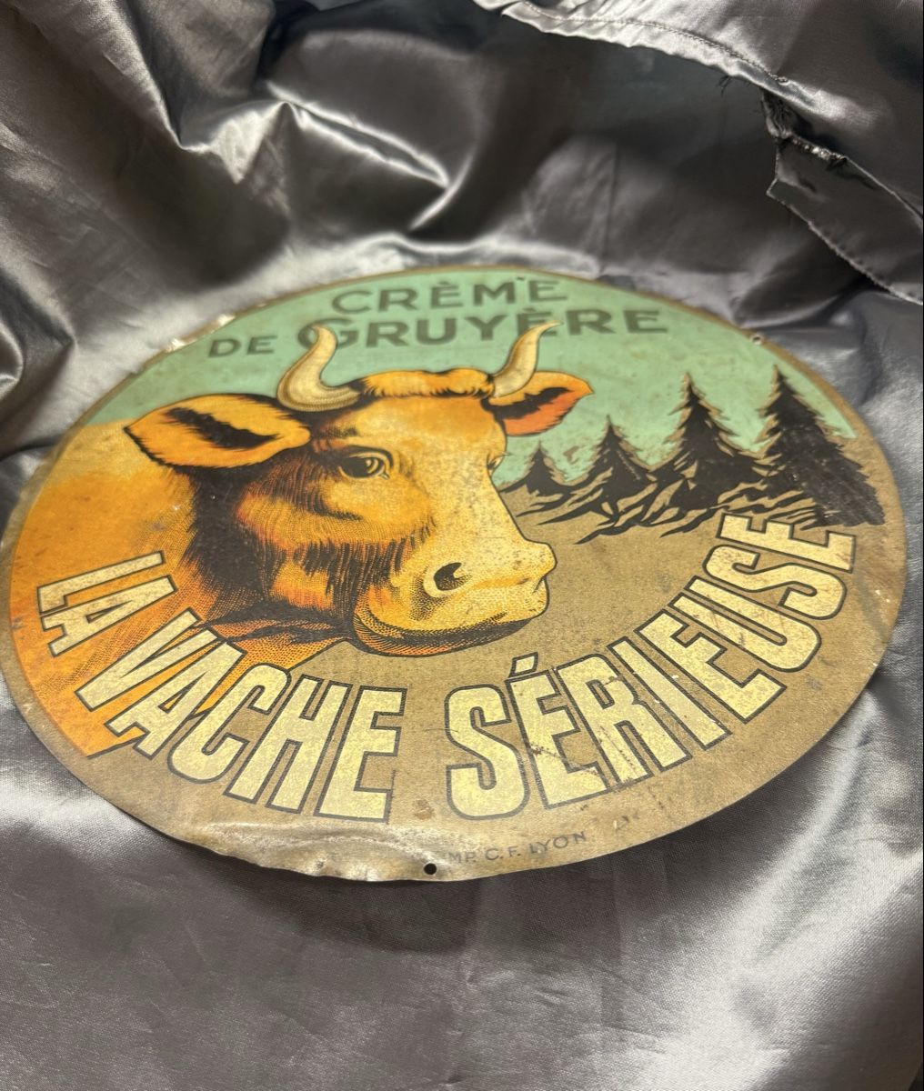 Insegne: Email Blechschild Creme de Gruyère la vache sérieuse – Usato da Glattbrugg venduto da Xena14 3