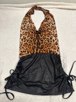 Minikleid Partykleid mit sexy Ausschnitt Leopard Gr M NEU
