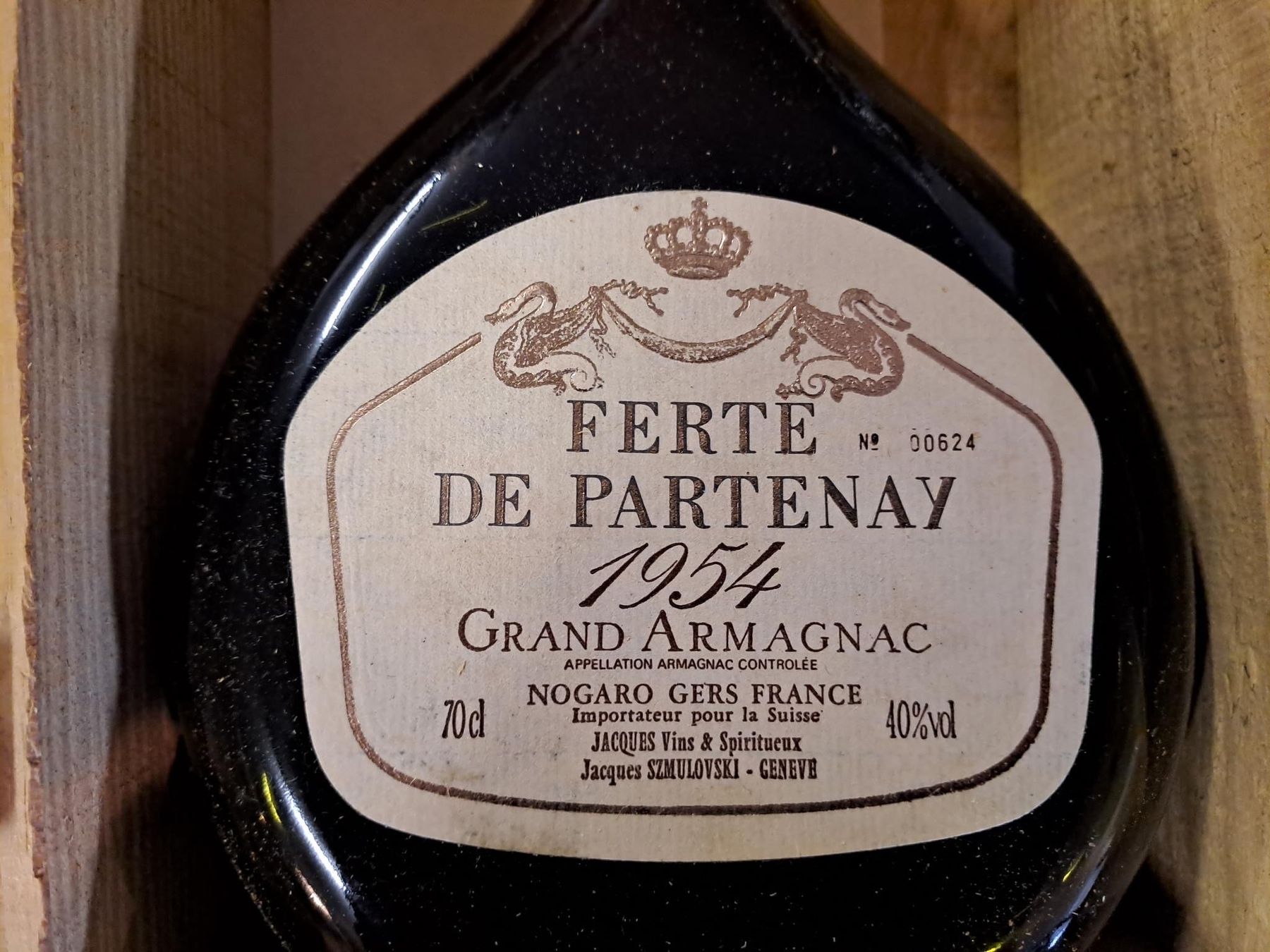 Bevande alcoliche: Grand Armagnac Ferte de Parteney 1954 – Nuovo e nell'imballaggio originale da Othmarsingen venduto da Storch08 2