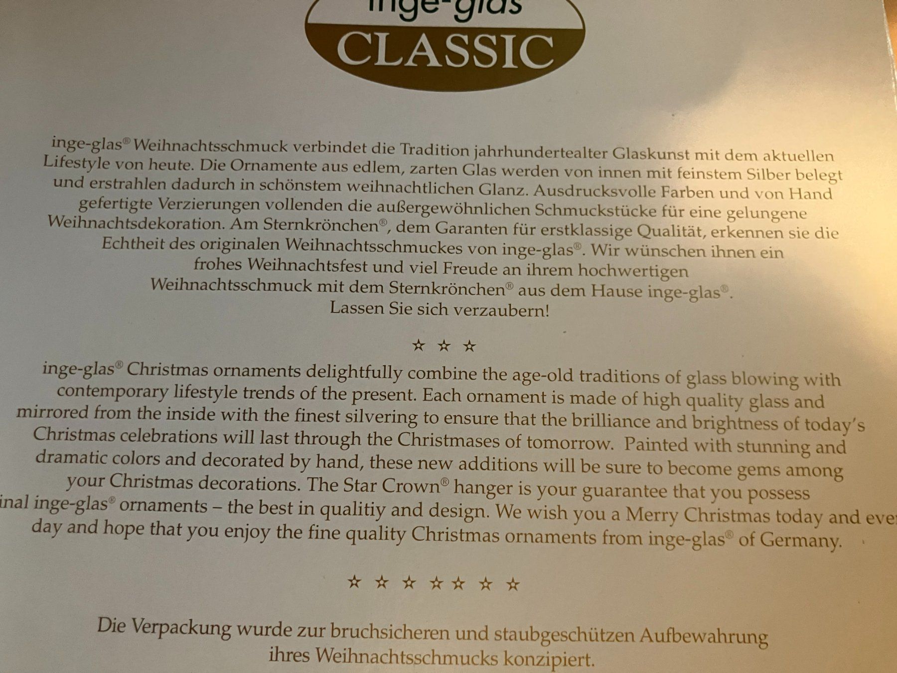 Tutte le decorazioni: Weihnachtskugeln und Dekoration Inge Glas – Nuovo e nell'imballaggio originale da Täuffelen venduto da mar_72fn 2