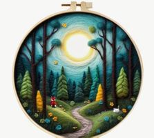 Filzen-Wollfilz-Filzmalerei--Handgemacht- Waldlandschaft