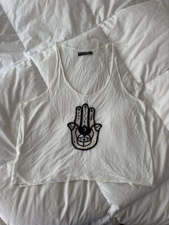 Débardeur Brandy Melville blanc motif protection 🪬 taille u