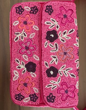 Pink beaded shoulder bag