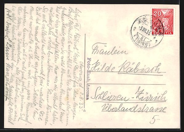 Cartes postales: AK Ascona, Panorama mit Bergen, 1935 – D'occasion à Berlin par bartko-reher 1