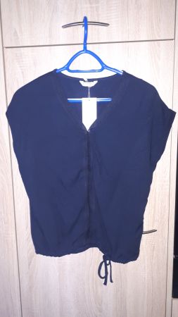 Zabaione Navy T-Shirt  mit V-Ausschnitt und Kordelzug