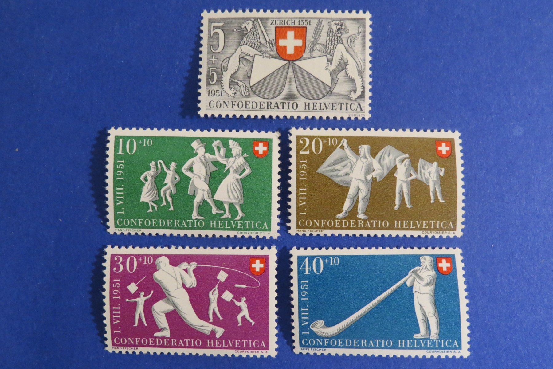 Tutti i francobolli: Serie Pro Patria 1951 postfrisch **, - SBK: 30.-. – Nuovo (secondo la descrizione) da Brunnen venduto da Kumari