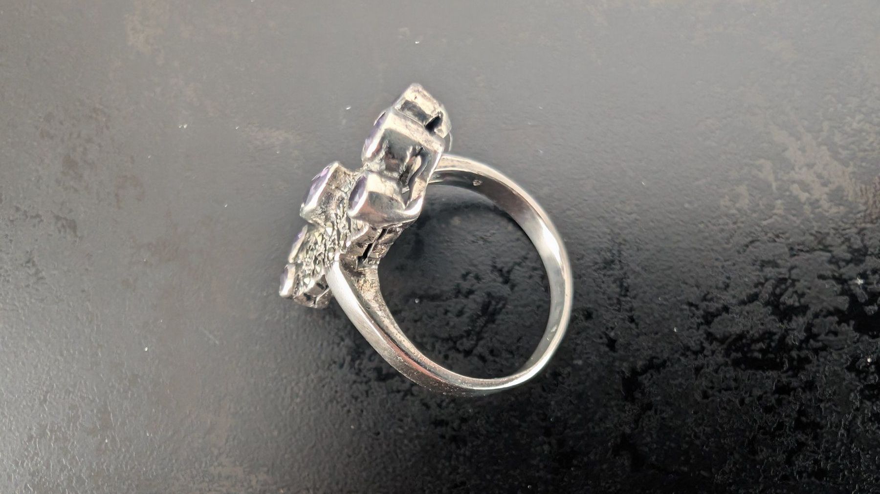 Anelli: Vintage Ring mit Amethyst und Markasit, Silber 925 – Usato da Egg b. Zürich venduto da leroy711 4