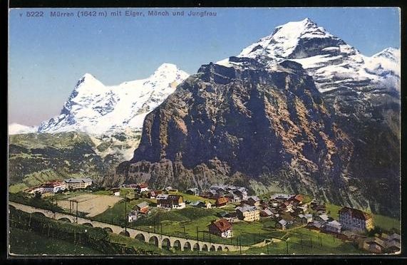 Cartoline postali: Mürren, Ortsansicht mit Eiger, Mönch u – Usato da Berlin venduto da bartko-reher
