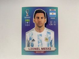 Panini Bild Messi. Argentinien WM 2022. Seltene Version