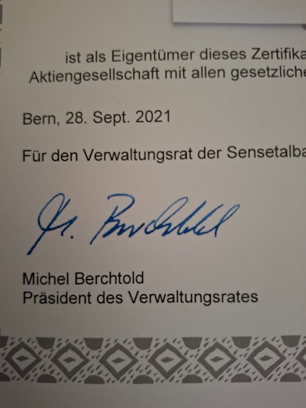 Dokumente: SENSETALBAHN AG Bern – Gebraucht aus Thun von Trub51 3