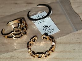 Fussringe Set Gold Herz Blume Steine Gr 49 neu, high earring