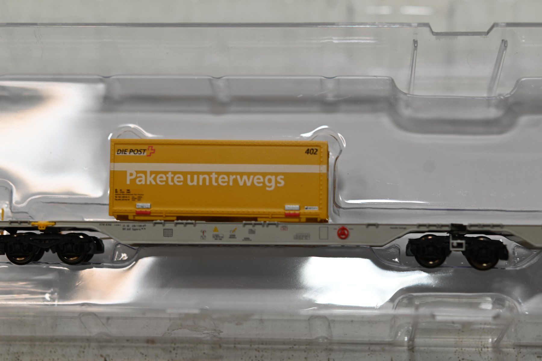 Fleischmann Modellini di ferrovie: Containerwagen  Post Fleischmann Spur N mit OVP – Usato da Laupen ZH venduto da Zmoewe 4
