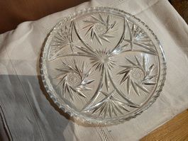 Kristall Glas Servierteller Platte Teller 28 cm