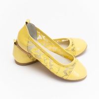 Sommer Ballerinas Gelb mit Spitze & Lack Gr. 31Neu