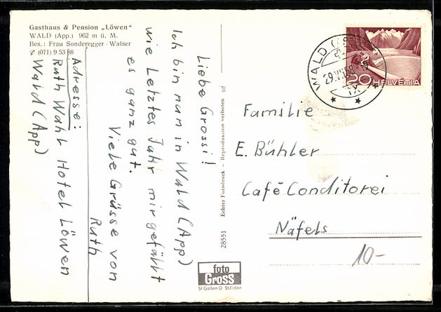 Cartoline postali: Wald /App., Gasthaus, Pension Löwen, Be – Usato da Berlin venduto da bartko-reher 1