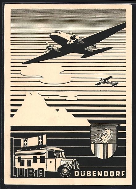 Cartoline postali: Dübendorf, Luftpost- und Briefmarken-Au – Usato da Berlin venduto da bartko-reher