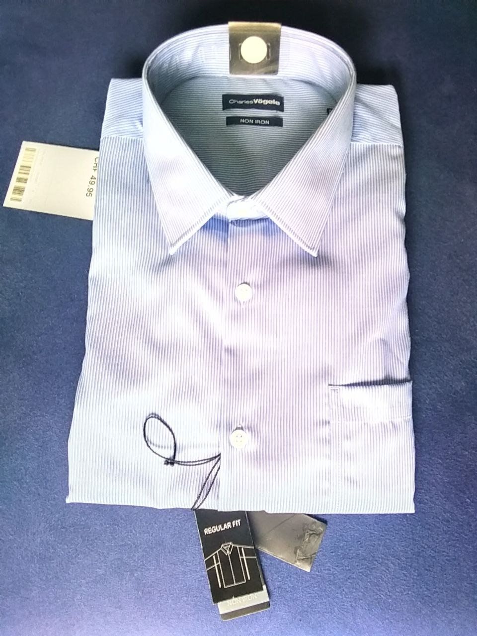 Hemden: Hemd blau, Regular Fit, 43/44, Non Iron, kurzarm – Neu (gemäss Beschreibung) aus Horgen von mar_8rbw 2