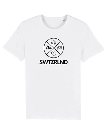 SWTZRLND Herren T-Shirt, weiss, S Schwiiz Schweiz Swiss
