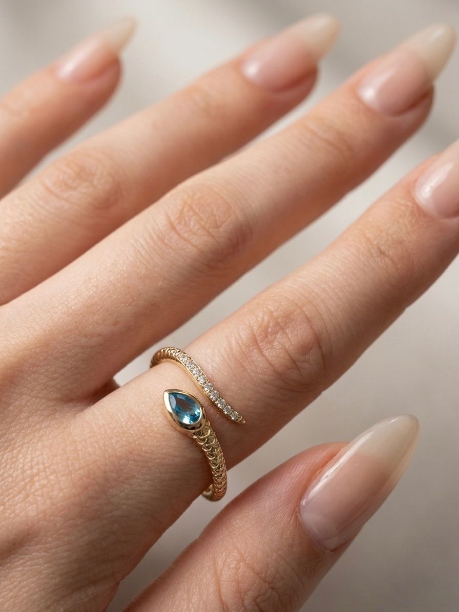 Ringe: Bague Serpent avec topaze bleue – Neu und originalverpackt aus St-Maurice von Sandrinette123 3
