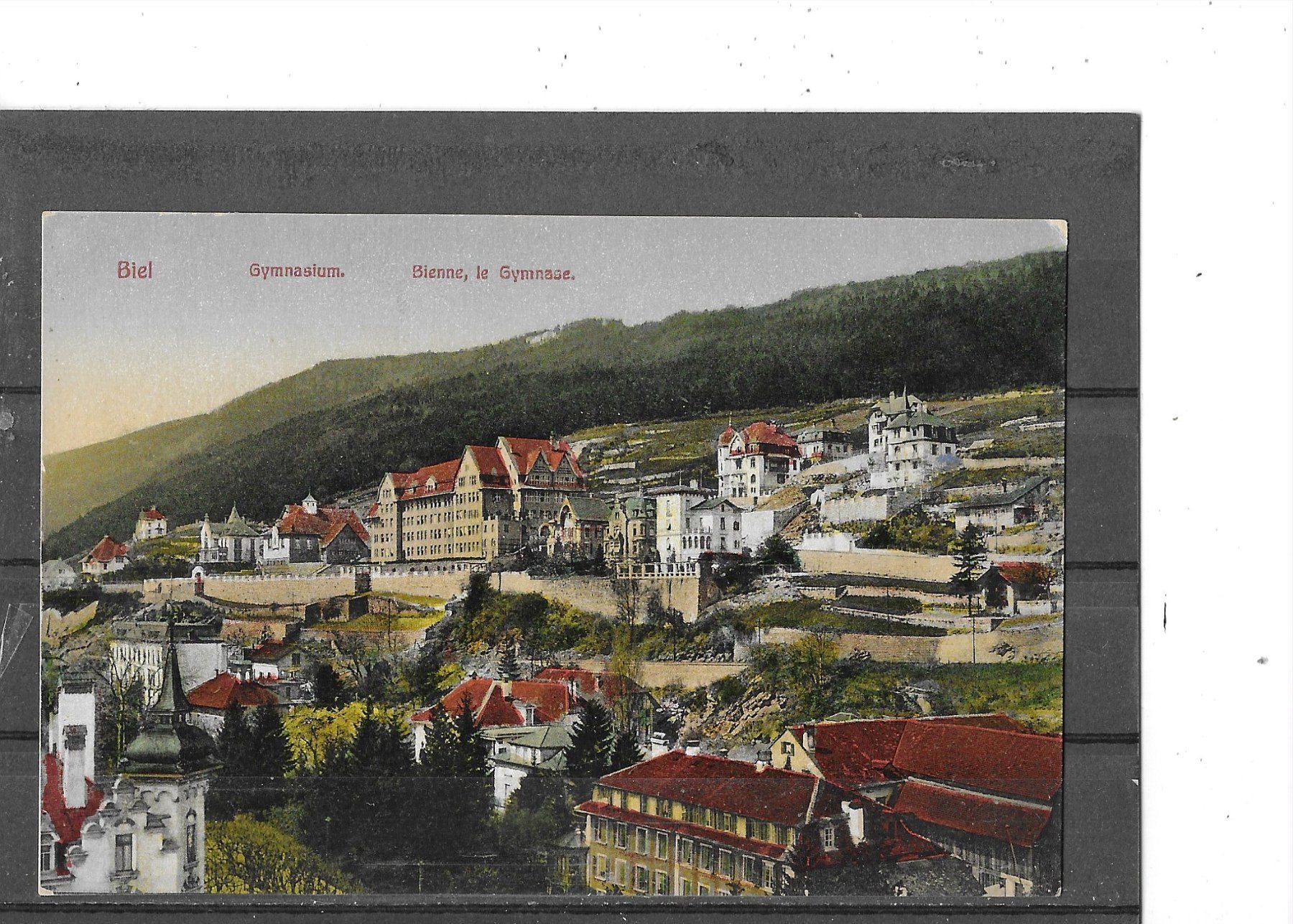 Ansichtskarten: BE Biel mit Gymnasium – Gebraucht aus Schocherswil von Wilare