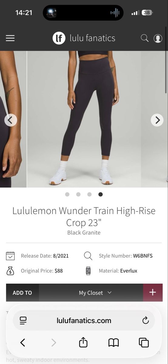 Lululemon Leggings: Lululemon Wunder Train High-Rise Crop 23" Black Granite (10) – Nuovo (secondo la descrizione) da Basel venduto da kla_6ln8 4