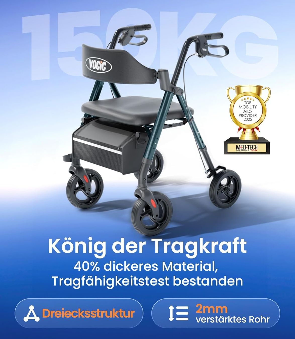 Gehhilfen: Gehhilfe Rollator mit Sitz klappbar Senioren NEU – Neu und originalverpackt aus Wittenbach von VELARO 2