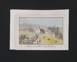 Rigi Klösterli Aquatinta altkoloriert