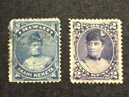 Deux timbres Hawaï 1 cent et 2 cents collection philatélie