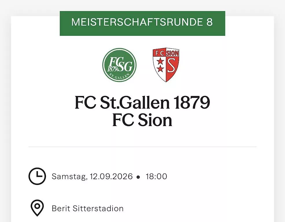 Biglietti: FCSG - Sion – Nuovo e nell'imballaggio originale da Dietschwil venduto da vanessabamert