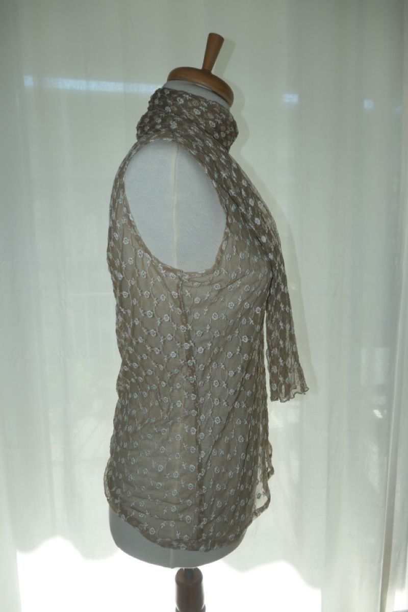 Top: Top mit Schal Blumenmuster beige Grösse M designer – Nuovo (secondo la descrizione) da Kriens venduto da phi_l95v 1
