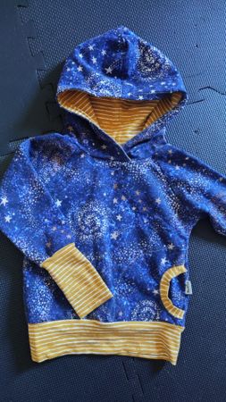 Sweat à capuche enfant fait main, motif étoiles, 1-3 ans