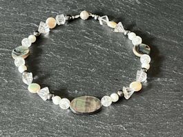 Abalone, Pearl & Hematite Gemstone Necklace