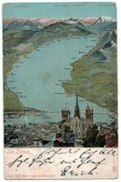 Vogelschau-AK Panoramique Lac Léman avec Genève