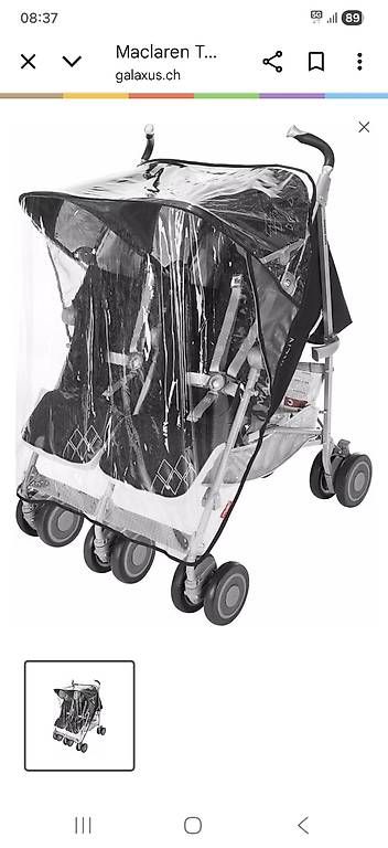 Carrozzine: Maclaren Twin Techno Regenschutz – Usato da Winterthur venduto da Happy-Baby