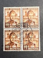 Pro Juventute 1941 Viererblock,Helvetia Briefmarken top
