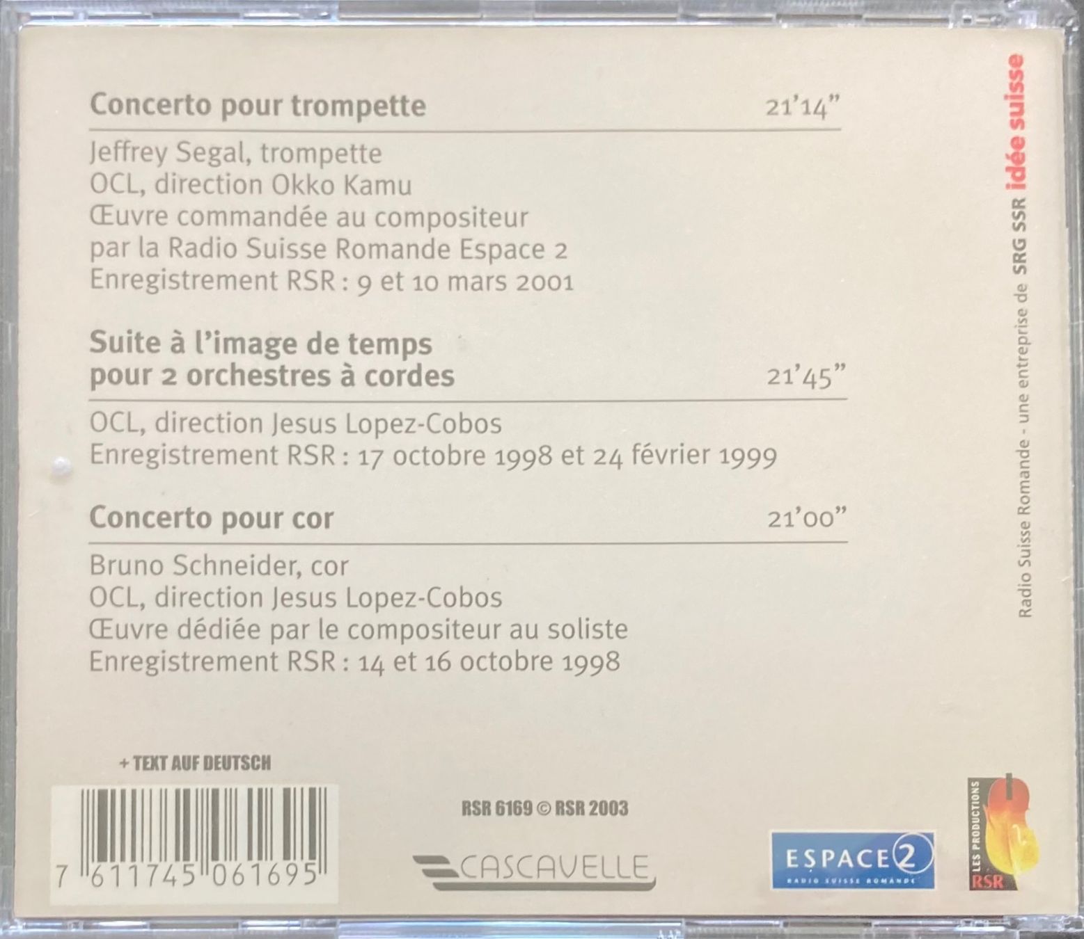CD: NORBERT MORET..... - CONCERTO POUR TROMPETTE..... – Usato da Poliez-Pittet venduto da Newtown-Records 1