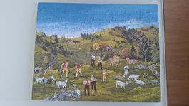 Puzzle Bauernhof Motiv mit Ziegen und Kühen Appenzell 