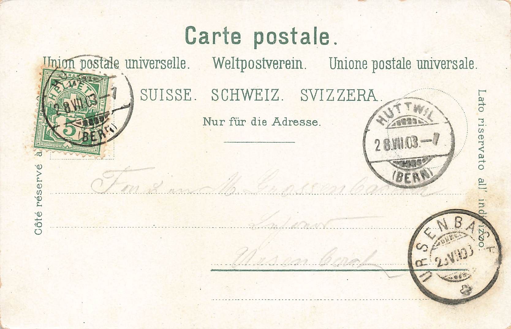 Cartoline postali: Gruss aus huttwyl Huttwil – Usato da Biasca venduto da Blenio71 1