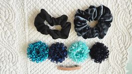 6 x Scrunchies Haargummis & 1 Haarspange Set Haarschmuck