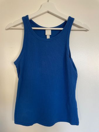 Tanktop H&M gerippt azur blau Grösse L in gutem Zustand