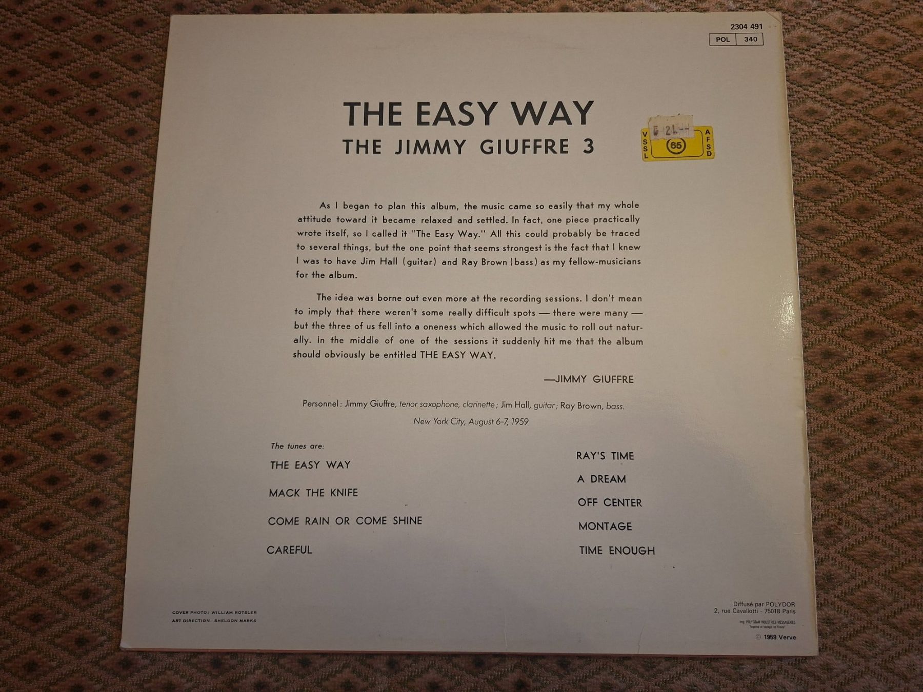 Schallplatten: Jazz LP - Jimmy Giuffre 3 - The Easy Way – Gebraucht aus Bernex von Wannabehasbeen01 1