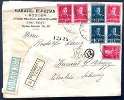 1943 Rumänien -  Flugpost - R- Brief mir Zensur