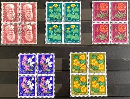 1959 Pro Juventute Viererblock Satz mit Zentrum-Stempel