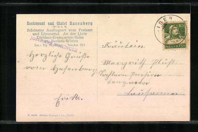 Cartoline postali: Berikon-Widen, Restaurant und Chalet Has – Usato da Berlin venduto da bartko-reher 1
