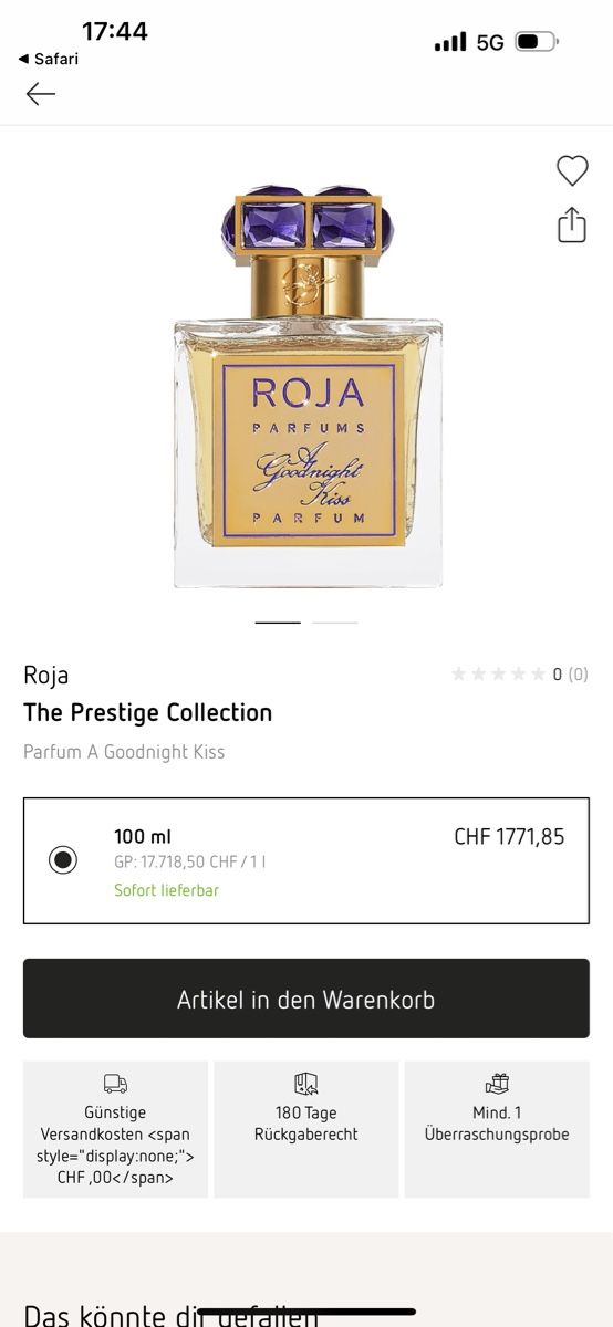 Roja Profumi & Eau de Toilette: ** ROJA - A GOOD NIGHT KISS - 2.5ml  ** – Nuovo e nell'imballaggio originale da Giebenach venduto da BeautyLover.90s 2