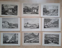 9x Stich Moulins, Gletscher Glaciere du Grindelwald, Riviere