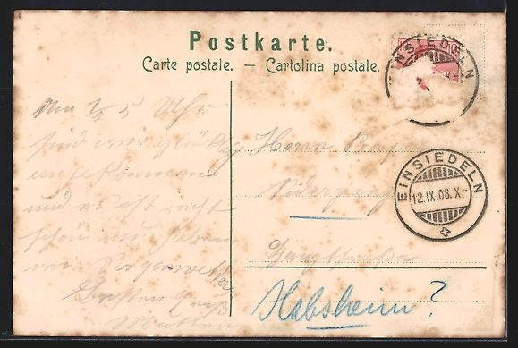 Cartoline postali: Einsiedeln, Kloster mit Strassenpartie,  – Usato da Berlin venduto da bartko-reher 1