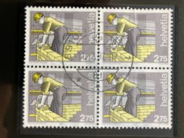 Schweiz 1989 Mensch u. Beruf 4er-Block Maurer Bedarf Horgen