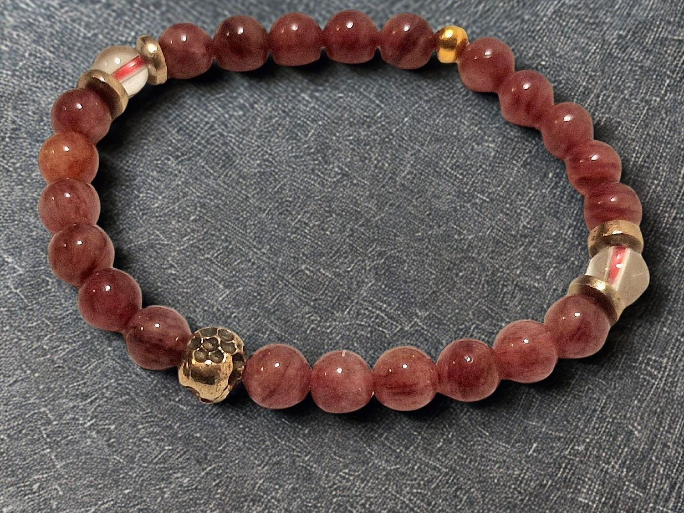 Bracelets: Armband Erdbeerquarz & Bronze. 15cm. – Neuf avec emballage d'origine à Aarau par Schmuckhoehle_MD 4