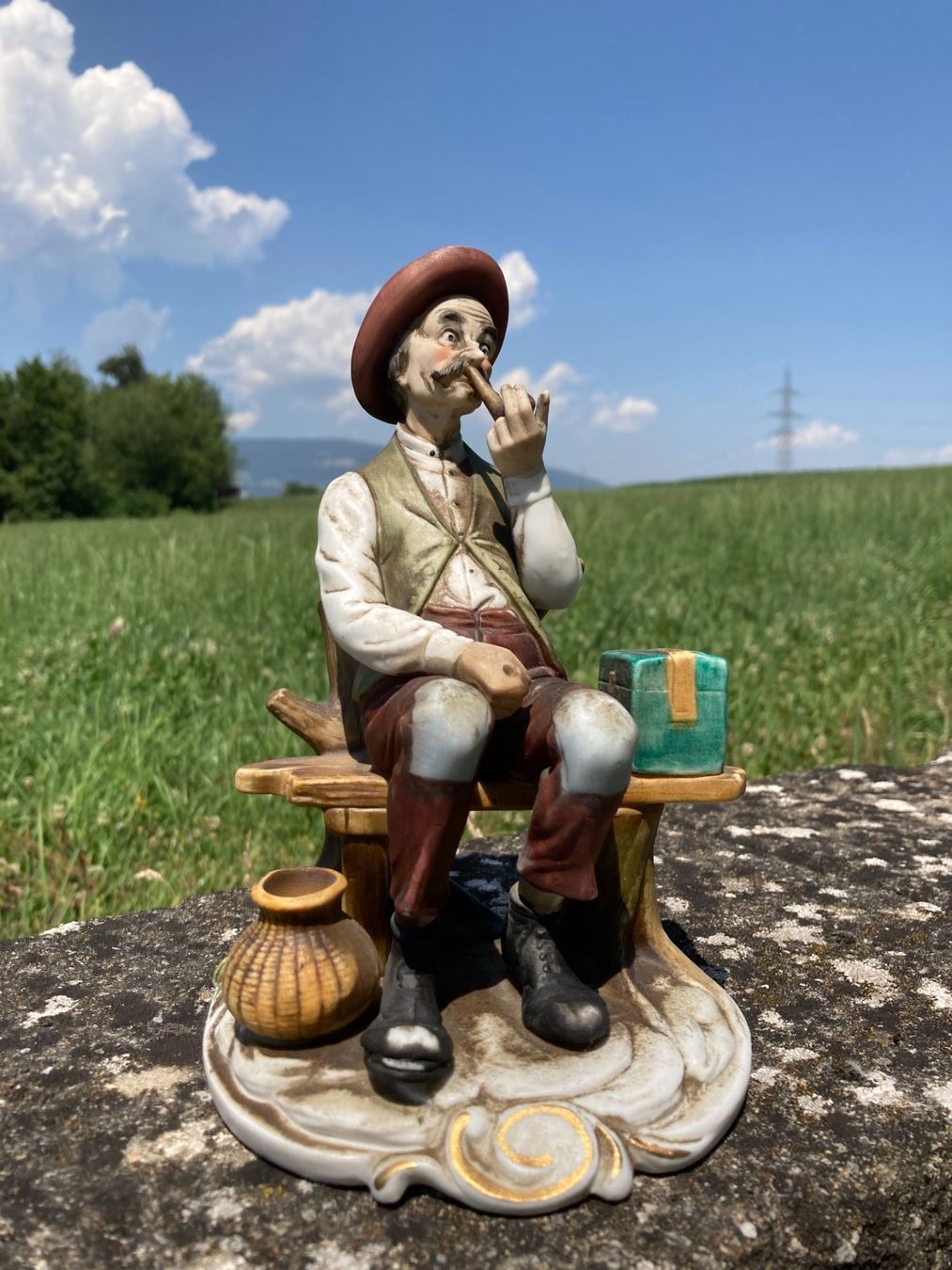 Statuette: FIGUR  Keramik  Handwerker  Bauer Grossvater  1975 – Usato da Subingen venduto da ArtBead 2